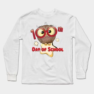 Owl 100th Day Of School 100 Days Smarter Gifts Long Sleeve T-Shirt